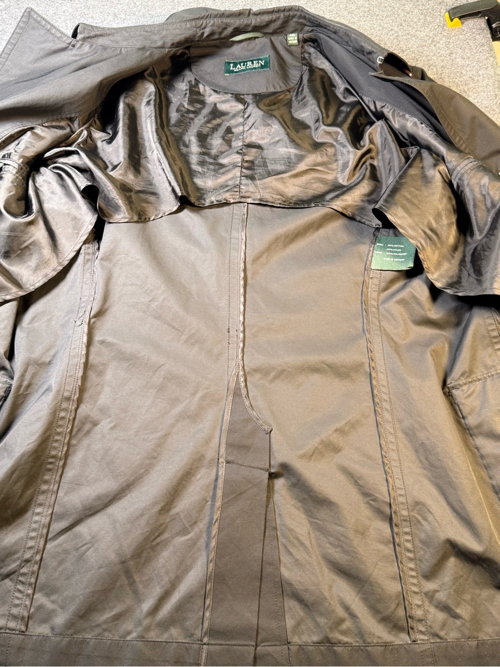 Lauren Ralph Lauren Men’s Black Double Breasted Raincoat Trench Coat 42L Preppy - Picture 10 of 15